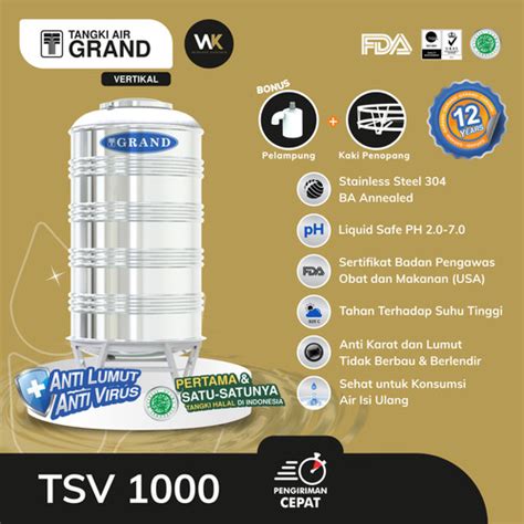 Jual Tangki Tandon Toren Air Stainless Grand Tsv Isi L Garansi