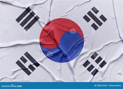 South Korea National Flag Made Of Crumpled Paper Stock Image Image Of