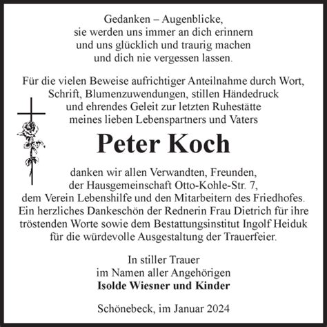 Traueranzeigen Von Peter Koch Abschied Nehmen De