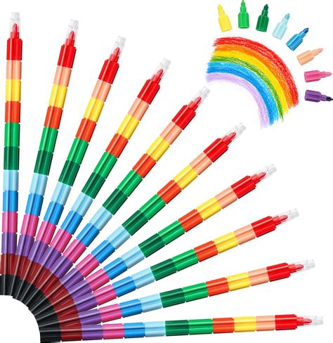 Vicloon Crayon De Couleurs Enfants Crayons De Couleur Empilables Pour