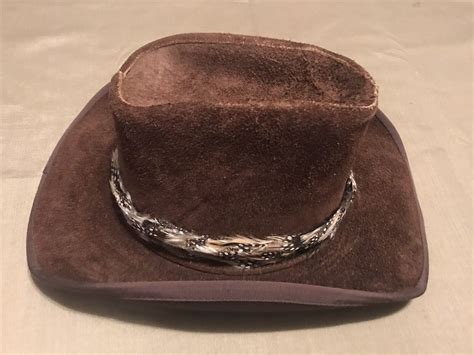 Mens Henschel Western Cowboy Hat Brown Suede Leather Gem