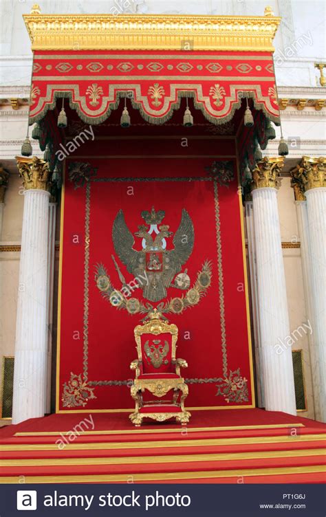 The throne in the Throne Room inside the Hermitage museum in St ...