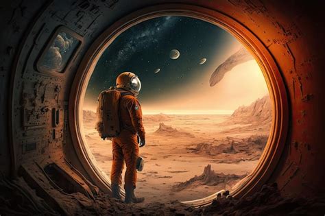 Astronauta Explorando Un Mundo Alienígena De Vistas Extrañas Y Maravillosas Foto Premium