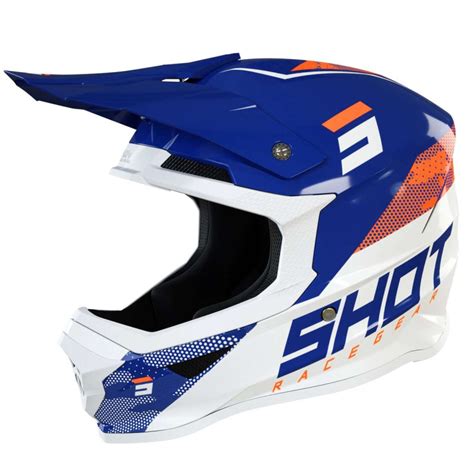 Casque Moto Cross Shot Furious Camp Navy Orange