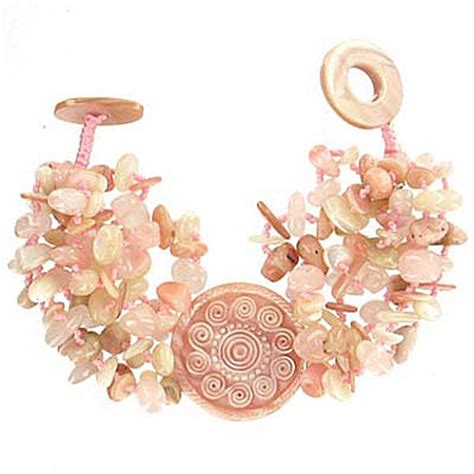 Pink Shell Pink Opal Rose Quartz Beaded Bracelet Offerings Jewelry