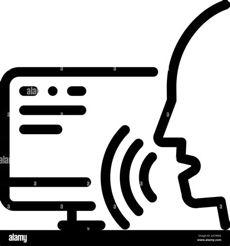 Computer Human Voice Control Icon Vector Illustration Stock Vector