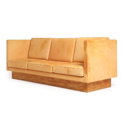 Natural Leather High Back Sofa For Sale at 1stdibs