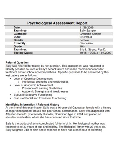 Psychological Report Template Prntbl Concejomunicipaldechinu Gov Co