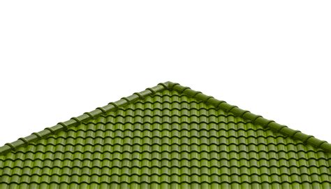 Green Roof Tiles In Fern Or Dark Moss Color Tones On Transparent