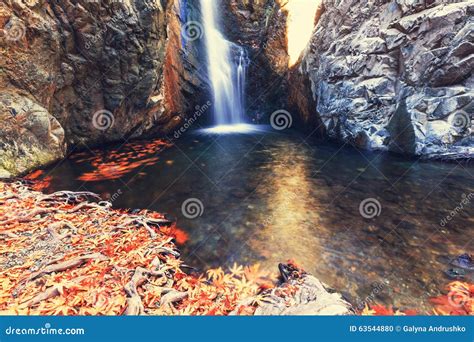 Waterfall On Cyprus Stock Photo Image Of Rock Stream 63544880