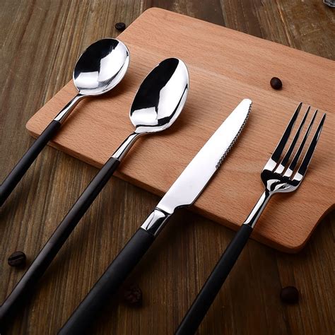 Black Handle Steak Knife And Fork Set Western Cutlery Knife And Fork