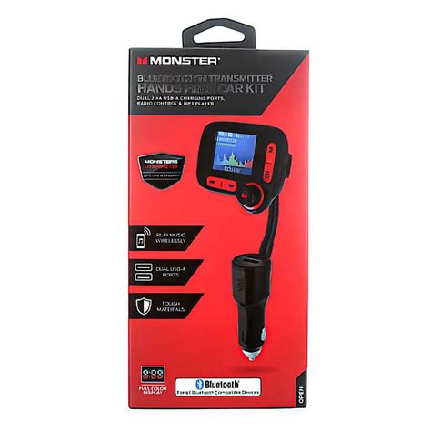 Monster Bluetooth Fm Transmitter With Dual Usb Port Qc 3 0 5v 2 4 1 Each Sold By Each