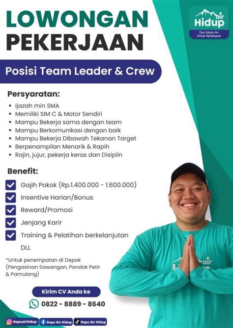 Lowongan Kerja Team Leader Crew Di Pt Graha Tirta Ventura Jakartakerja