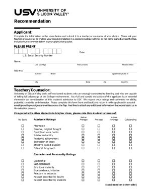 Fillable Online DigiPen Admissions Letter Of Recommendation Template