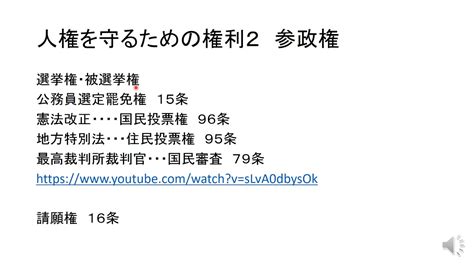 基本的人権13人権を守るための権利2 参政権 Youtube