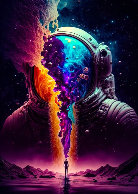 'cosmic astronaut' Poster, picture, metal print, paint by mark viraj | Displate