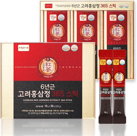 6 Year Korean Red Ginseng Extract 365 30 Sticks Vegan 7mg Ginsenosides Per