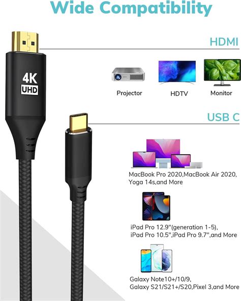 Cable Usb C A Hdmi De 3 Pies 4k A 60 Hz Cable Usb Tipo C A Hdmi De Alta Velocidad Para Oficina