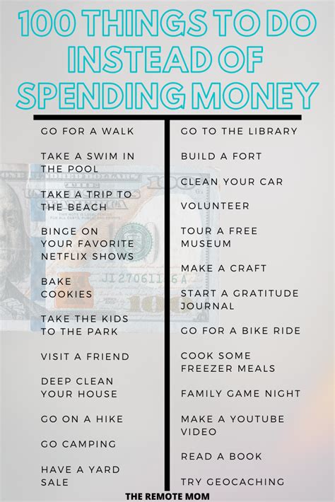 100 Things To Do Instead Of Spending Money Spending Money No Spend