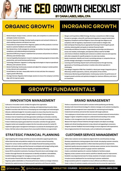 Business Infographics On Linkedin The Ceo Growth Checklist Follow Oana