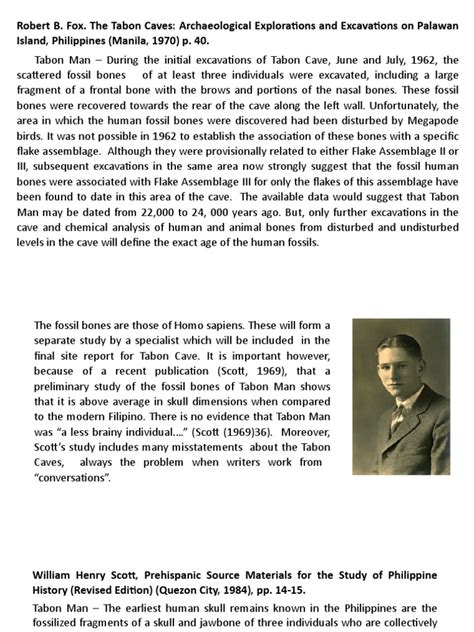 The Discovery and Analysis of Tabon Man: Earliest Known Human Remains in the Philippines | PDF ...