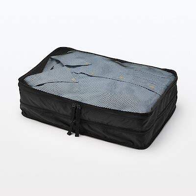 Polyester Gusset Case Black Double M Approx 26 40 10 Cm MUJI