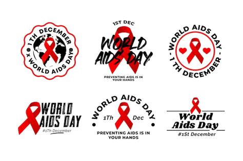 Conceito De Rótulos Do Dia Mundial Da Aids Vetor Premium