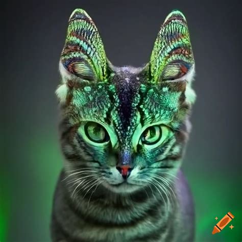 Magnificent Dragon Cat Hybrid With Emerald Scales And Wings On Craiyon