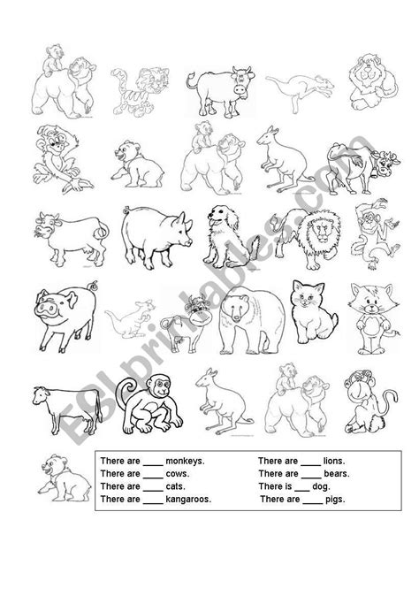 English worksheets: Counting animals