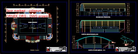 Proje Sitesi Spor Merkezi Coliseum Autocad Projesi