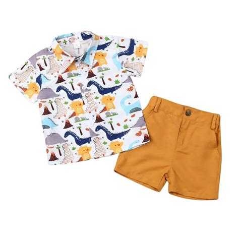 Dinosaur collared shirt set for baby boys and toddlers 1-5 years