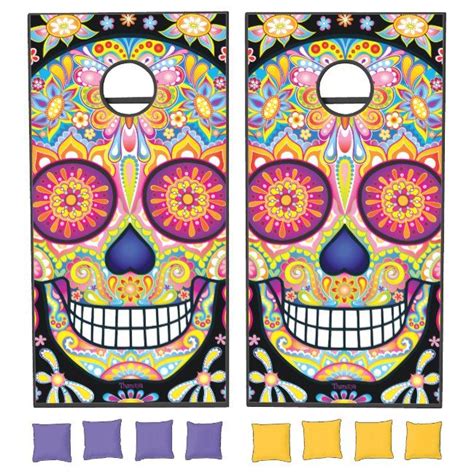 Sugar Skull Cornhole Sets Cornhole Boards And Bags Zazzle Cornhole