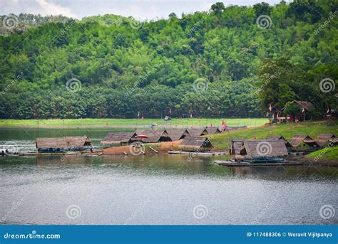 Raft Boat House on the Lake of Thailand Stock Photo - Image of peace ...