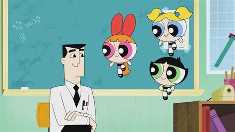 Download Powerpuff Girls With Professor Utonium Wallpaper