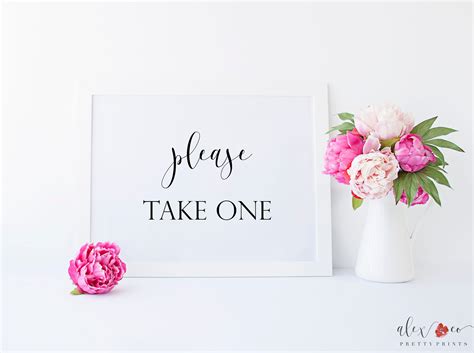 Printable Please Take One Sign Favor Sign Wedding Favor Sign Etsy