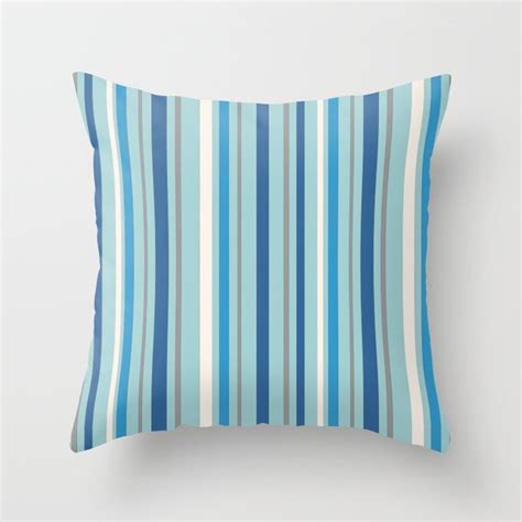 Nautical Blue Stripes Throw Pillow By Ash And Vinyl Boutique Society6