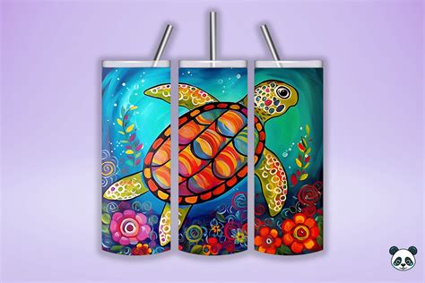 Sea Turtle Skinny Tumbler Wrap Graphic By Pandastic Creative Fabrica