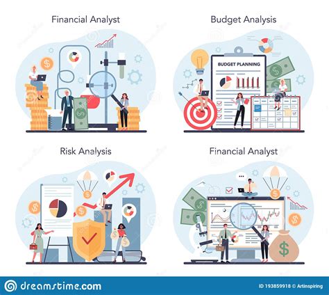 Financial Analyst Or Consultant Set Business Character Making Stock Vector Illustration Of