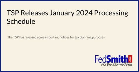 Tsp Releases January 2024 Processing Schedule