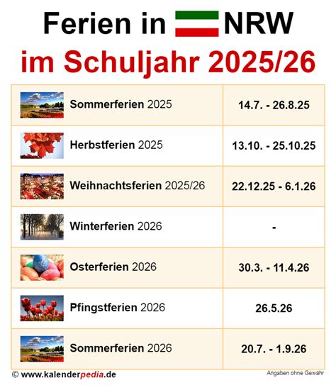 Ferien In Nordrhein Westfalen Nrw Im Schuljahr