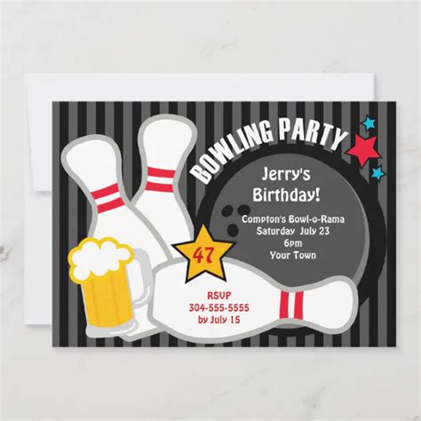 Adult Bowling Party Invitation Zazzle