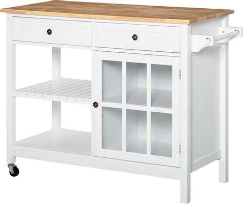 Homcom Carrello Da Cucina Salvaspazio In Legno Mdf Bianco Con