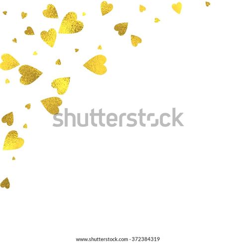 Gold Glittering Foil Hearts On White Stock Vector Royalty Free 372384319