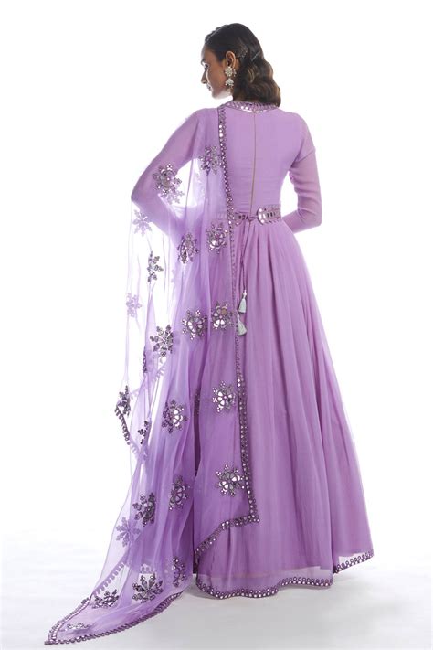 Buy Vvani By Vani Vats Purple Chiffon Anarkali With Silk Organza