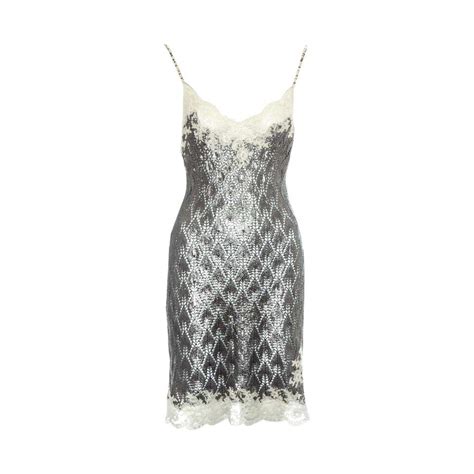 Christian Dior By John Galliano Silver Crochet Knit And Lace Slip Dress Ss 1998 At 1stdibs