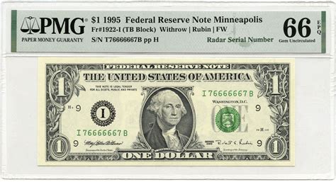 USA Banknoten 1995 1995 1 Federal Reserve Note PMG 66 EPQ Radar