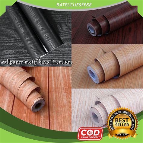 Jual B Terlaris Wallpaper Dinding Kayu Cm X M Jati Coklat Tua