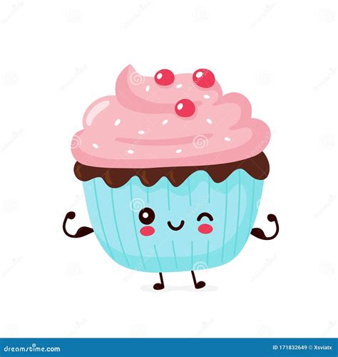 Cute Happy Smiling Cupcake Vector Stock Vector Illustration Of Bake