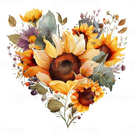 Heart Shaped Sunflower Bouquet Romantic Heart Vignette Made Of Vintage