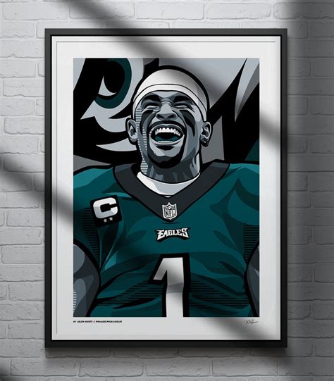 Jalen Hurts Poster Philadelphia Eagles Football Illustrated Art Print